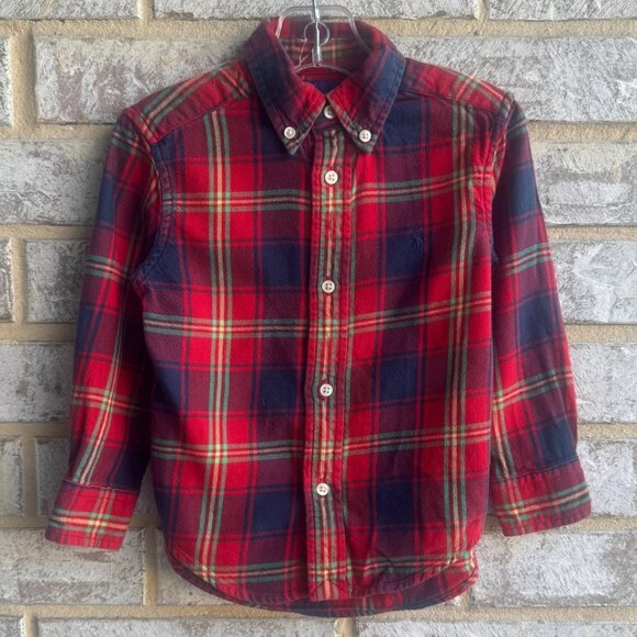 Ralph Lauren Blue Label Other - Ralph Lauren Long Sleeve 100% Cotton Button Up Plaid Shirt Boy's Size 2T